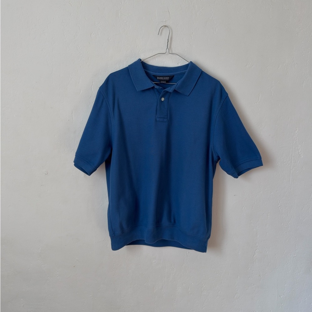 Vintage Lands’ End Made In US Royal Blue Pique Polo Men’s Medium